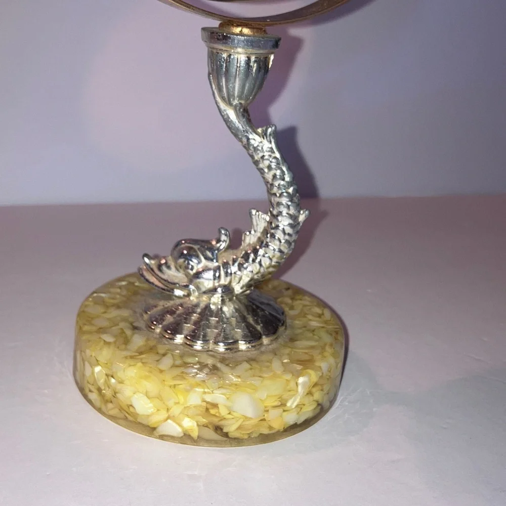 Vintage Metallic Dragonfish Vanity Mirror‎ on Weighted Base
